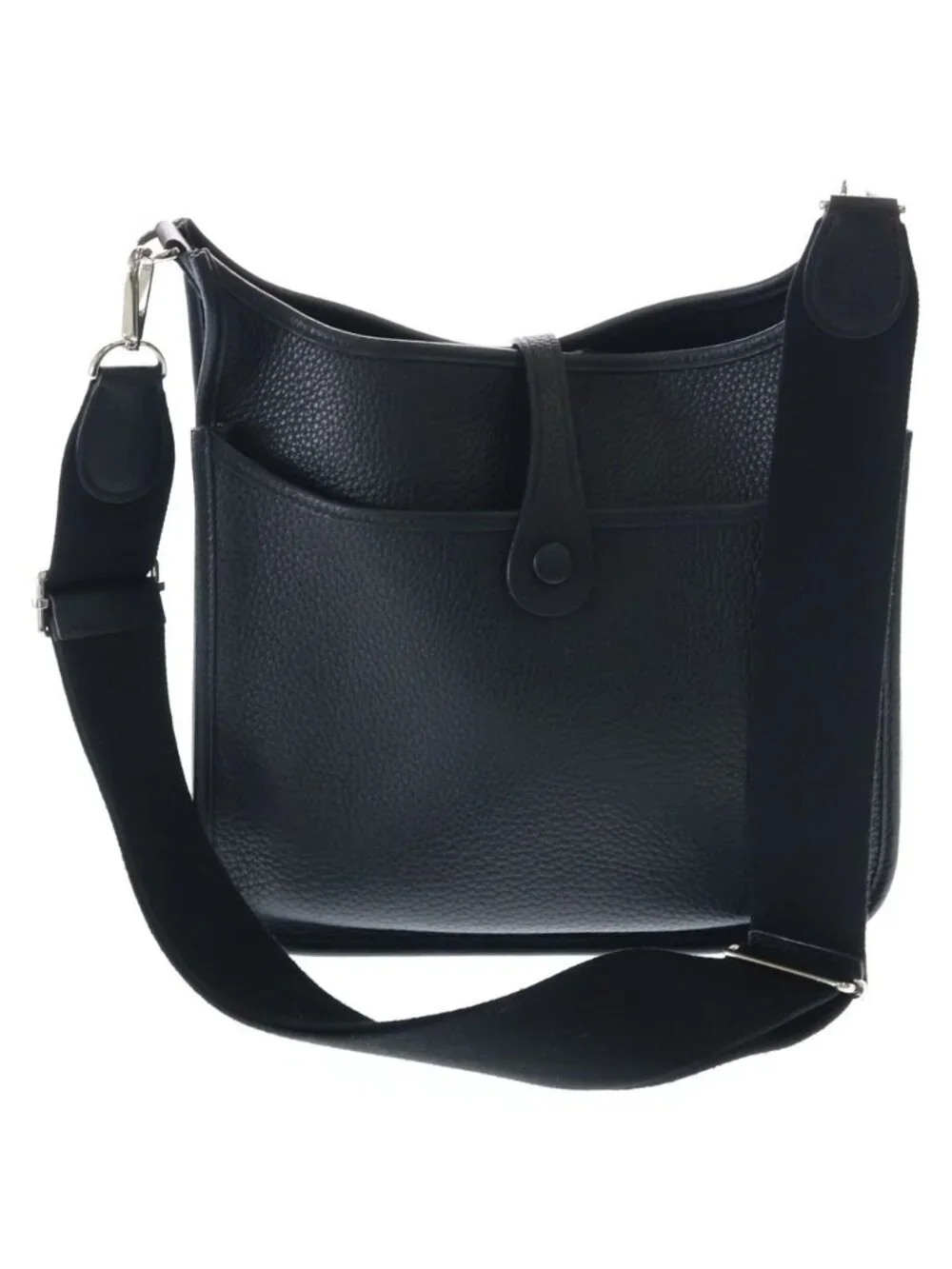 Hermes Evelyne PM Shoulder Bag Black Epsom Silver
